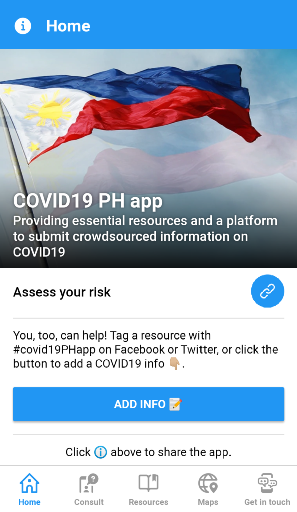 Screenshot of home page